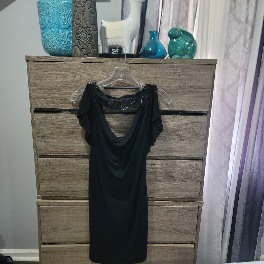 Black Halo Black Dress with Sequin Accents